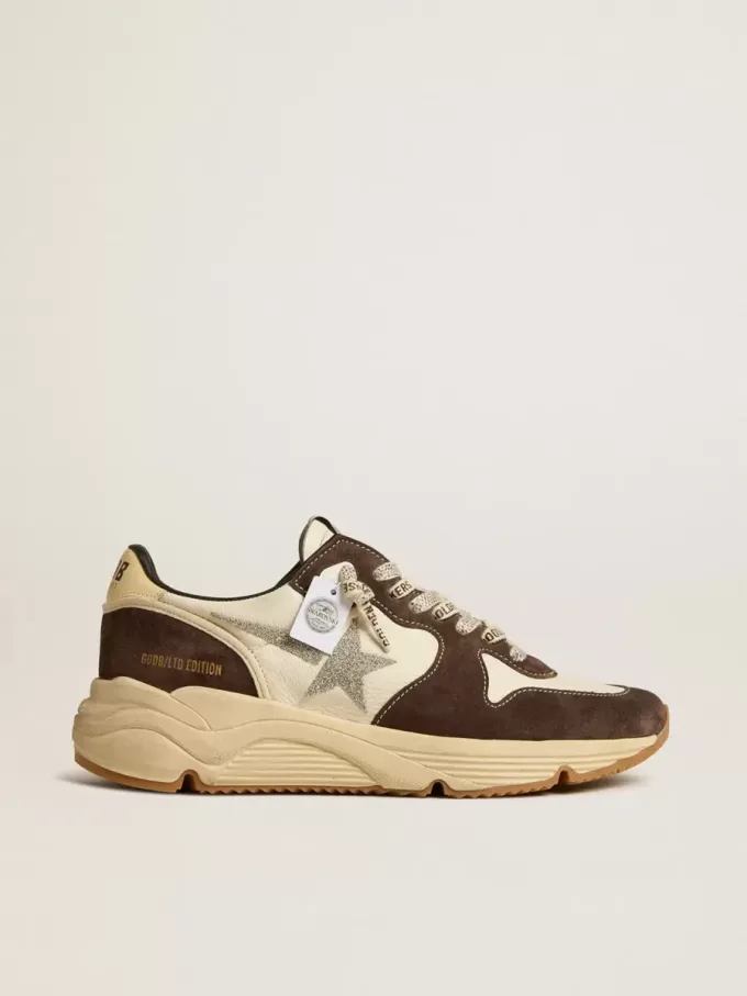 Running Sole LTD da donna in nappa e pelle scamosciata marrone con stella in cristallo Swarovski Running Sole LTD da donna in nappa e pelle scamosciata marrone con stella in cristallo Swarovski
