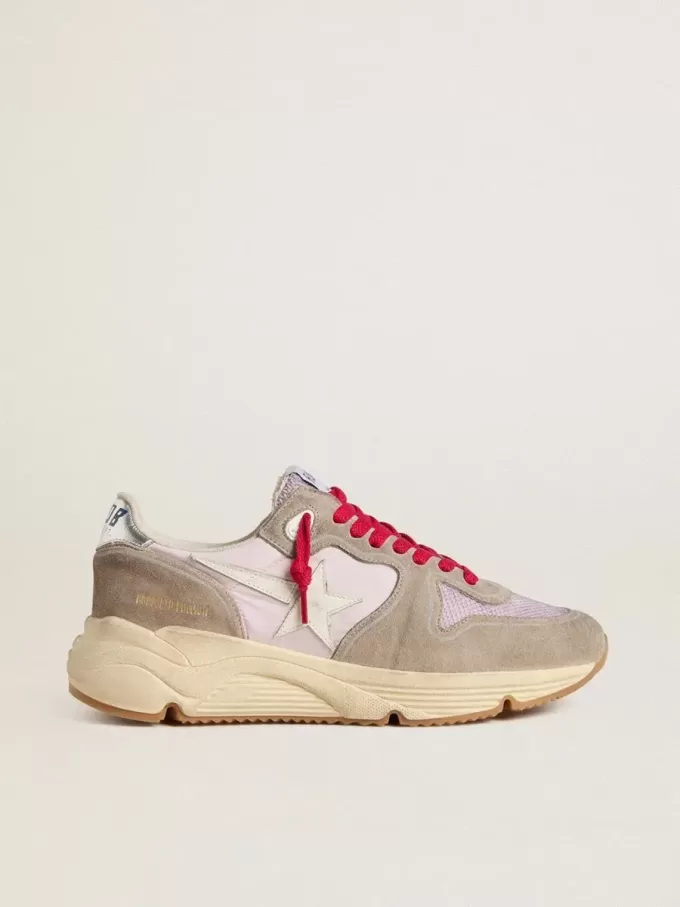 Running Sole LTD in nylon rosa con stella in pelle bianca