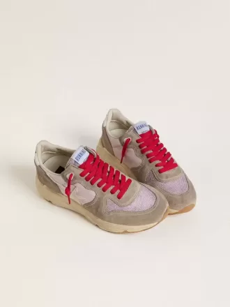 Running Sole LTD in nylon rosa con stella in pelle bianca Running Sole LTD in nylon rosa con stella in pelle bianca