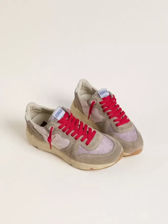Running Sole LTD in nylon rosa con stella in pelle bianca