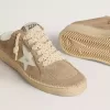 Sabot Ball Star da donna in pelle scamosciata beige con stella in pelle bianca