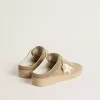 Sabot Ball Star da donna in pelle scamosciata beige con stella in pelle bianca