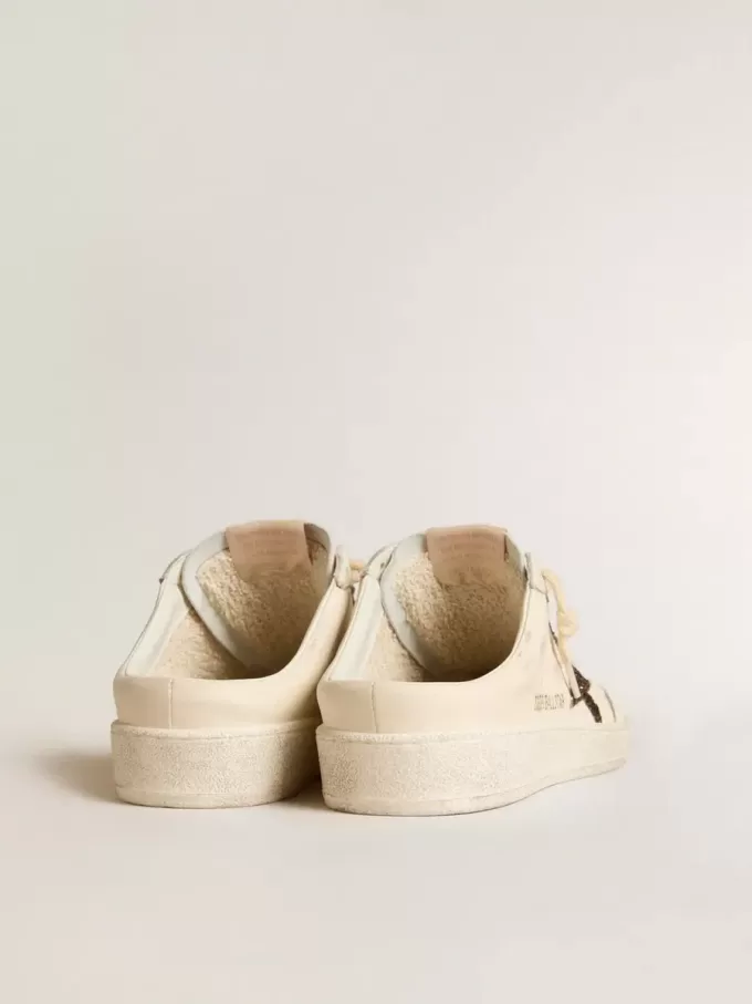Sabot Ball Star in nappa avorio con stella glitterata color bronzo