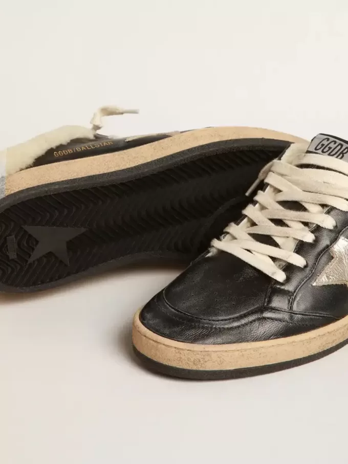Sabot Ball Star in nappa con stella platino e fodera in shearling