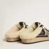 Sabot Ball Star in nappa con stella platino e fodera in shearling