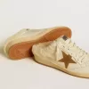 Sabot Ball Star in pelle con stella in pelle scamosciata e fodera in shearling beige