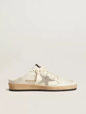 Sabot Ball Star in pelle nappa con stella in camoscio grigio ghiaccio