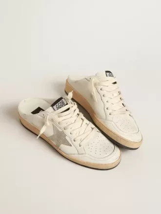 Sabot Ball Star in pelle nappa con stella in camoscio grigio ghiaccio