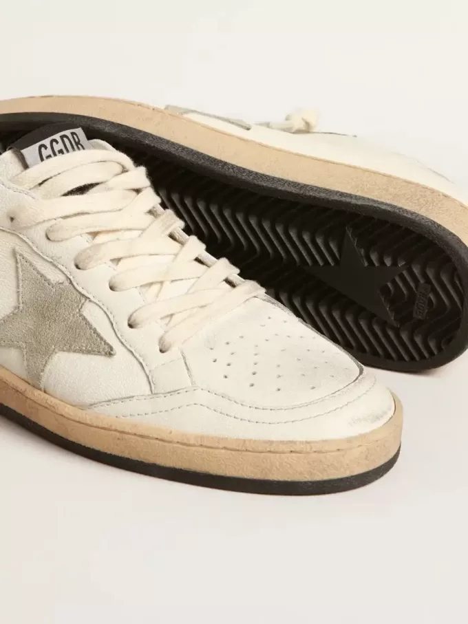 Sabot Ball Star in pelle nappa con stella in camoscio grigio ghiaccio
