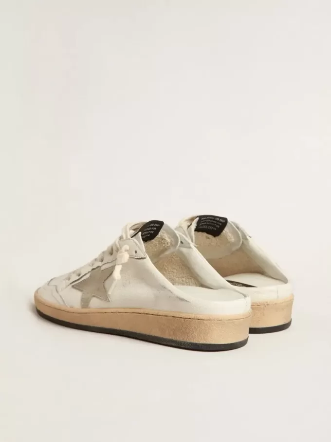Sabot Ball Star in pelle nappa con stella in camoscio grigio ghiaccio