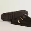 Sabot Lucy da donna in pelle nera lucida con fibbia metallica dorata Sabot Lucy da donna in pelle nera lucida con fibbia metallica dorata