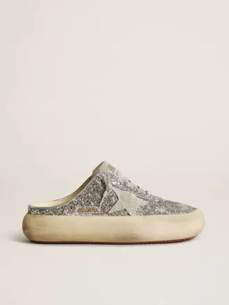 Sabot Space-Star da donna in glitter con stella grigio ghiaccio e linguetta Sabot Space-Star da donna in glitter con stella grigio ghiaccio e linguetta