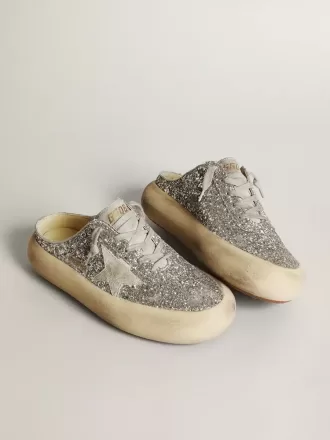 Sabot Space-Star da donna in glitter con stella grigio ghiaccio e linguetta Sabot Space-Star da donna in glitter con stella grigio ghiaccio e linguetta