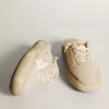 Sabot Space-Star da donna in montone beige con stella in pelle bianca Sabot Space-Star da donna in montone beige con stella in pelle bianca