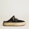 Sabot Space-Star da donna in nylon nero con stella in pelle nera