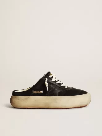Sabot Space-Star da donna in nylon nero con stella in pelle nera Sabot Space-Star da donna in nylon nero con stella in pelle nera