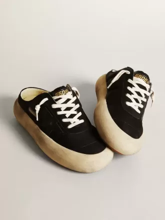 Sabot Space-Star da donna in nylon nero con stella in pelle nera Sabot Space-Star da donna in nylon nero con stella in pelle nera