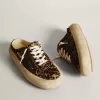 Sabot Space-Star da donna in pelle di pony con stampa leopardata e stella nera