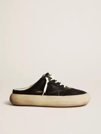 Sabot Space-Star da uomo in nylon nero con stella in pelle nera