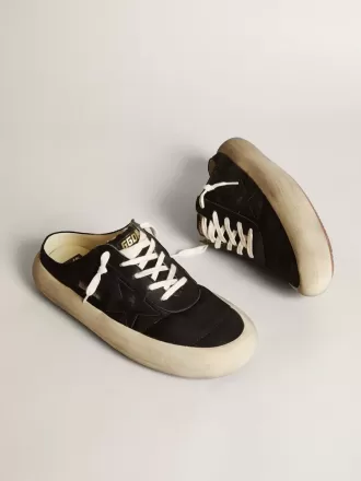 Sabot Space-Star da uomo in nylon nero con stella in pelle nera