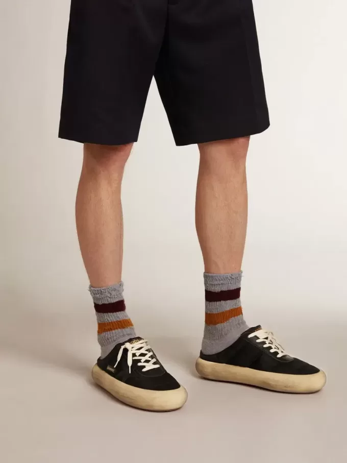 Sabot Space-Star da uomo in nylon nero con stella in pelle nera