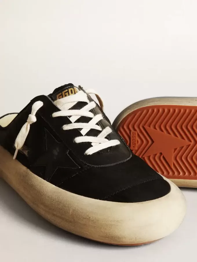 Sabot Space-Star da uomo in nylon nero con stella in pelle nera