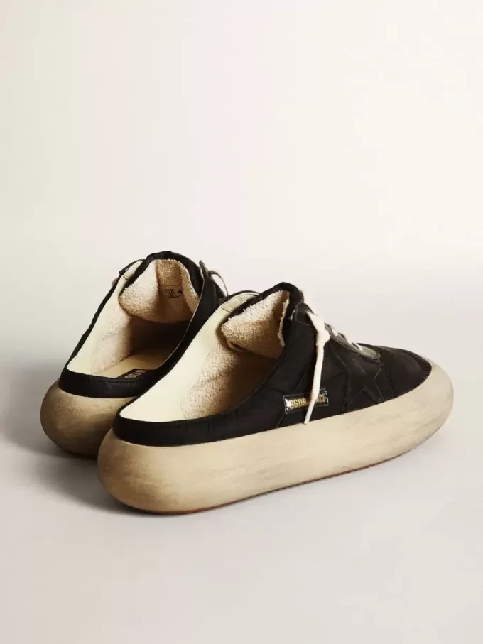 Sabot Space-Star da uomo in nylon nero con stella in pelle nera