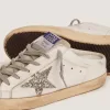 Sabot Super-Star con stella glitterata platino e linguetta in pelle scamosciata Sabot Super-Star con stella glitterata platino e linguetta in pelle scamosciata