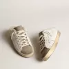 Sabot Super-Star con stella in pelle bianca e fodera in shearling