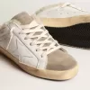 Sabot Super-Star con stella in pelle bianca e fodera in shearling