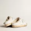 Sabot Super-Star con stella in pelle bianca e fodera in shearling