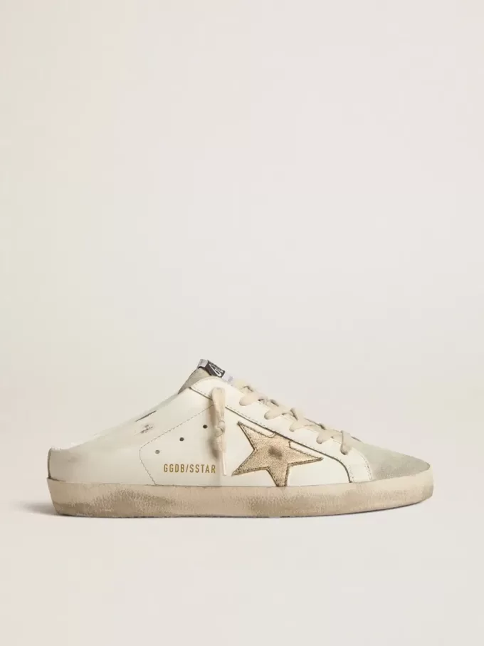 Sabot Super-Star con stella platino e linguetta in pelle scamosciata grigio ghiaccio