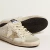 Sabot Super-Star con stella platino e linguetta in pelle scamosciata grigio ghiaccio