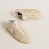 Sabot Super-Star da donna in tela beige con perline ricamate e stella in pelle scamosciata beige Sabot Super-Star da donna in tela beige con perline ricamate e stella in pelle scamosciata beige