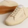Sabot Super-Star da donna in tela beige con perline ricamate e stella in pelle scamosciata beige Sabot Super-Star da donna in tela beige con perline ricamate e stella in pelle scamosciata beige