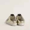 Sabot Super-Star in pelle laminata platino con stella in camoscio beige