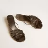 Sandali con tacco basso Nico in pelle grigio metallizzato