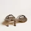 Sandali con tacco basso Nico in pelle grigio metallizzato