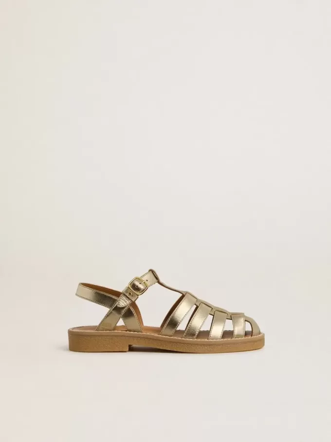 Sandali Junior Maxime in pelle metallizzata oro