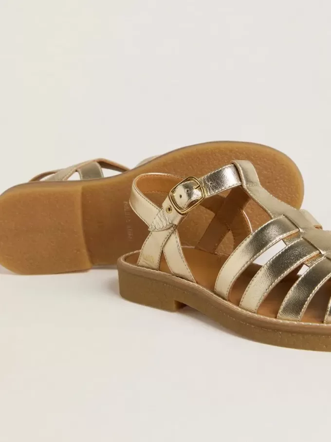 Sandali Junior Maxime in pelle metallizzata oro