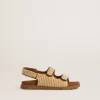 Sandali Junior Noa in rafia beige e pelle marrone