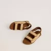 Sandali Junior Noa in rafia beige e pelle marrone