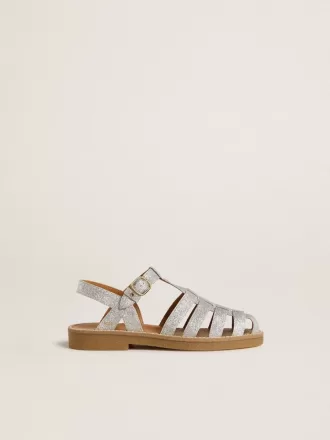 Sandali Maxime Junior in micro glitter argento