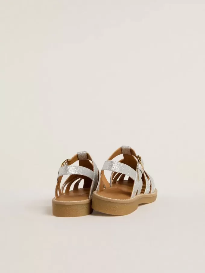 Sandali Maxime Junior in micro glitter argento