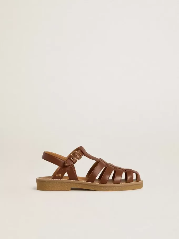 Sandali Maxime Junior in pelle marrone