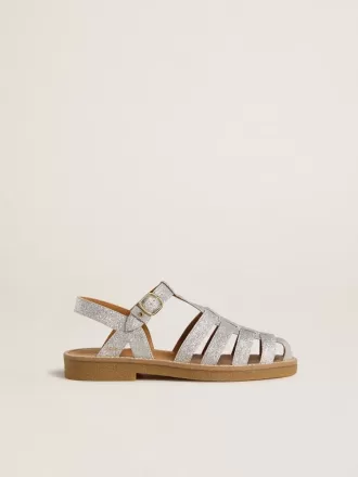 Sandali Maxime Young in micro glitter argento