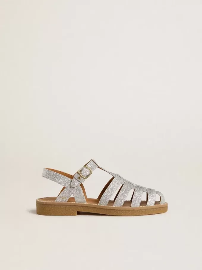 Sandali Maxime Young in micro glitter argento