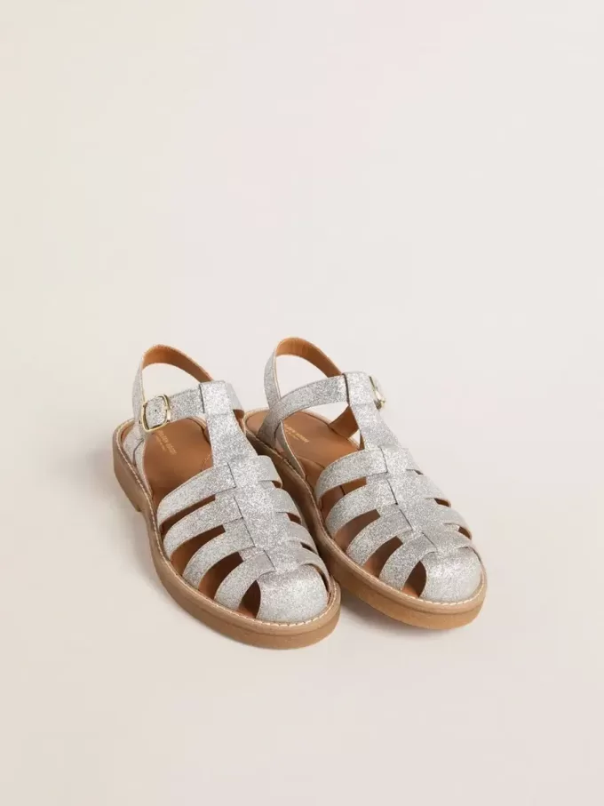 Sandali Maxime Young in micro glitter argento