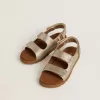 Sandali Noa Junior in micro-glitter e pelle platino