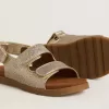 Sandali Noa Junior in micro-glitter e pelle platino